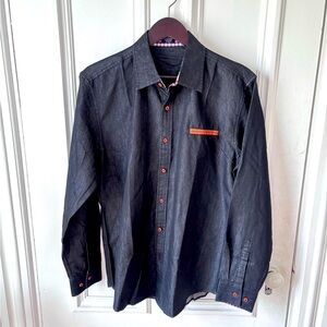 Coofandy Men’s Black Button Up Long Sleeve Casual Preppy Shirt Size Medium